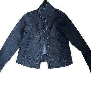Venus cropped jean jacket black denim womens size medium M